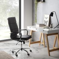 Morgan reclinable Negro, Piel sintética, Silla ejecutiva con reposacabezas y conjín engrosados, Altura Ajustable, Diseño ergonómico - details 6