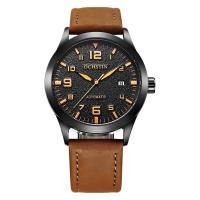 Retro cuero genuino automático reloj mecánico tendencia casual negocio reloj de pulsera - details 0