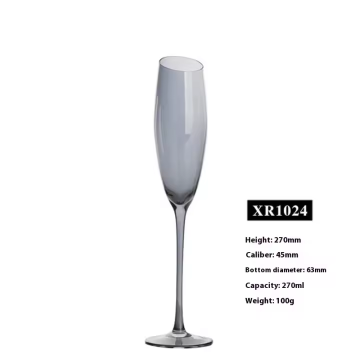 Copa de vino con boca oblicua, copa gris dorada, copa de enterrar de Burdeos, Bar, regalo familiar, boda, 2 uds. - 1