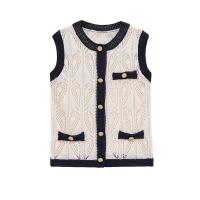 PB&ZA2025 chaleco de punto de malla jacquard casual versátil con cuello redondo estilo de contraste de color tops de verano nueva ropa de mujer. - details 1