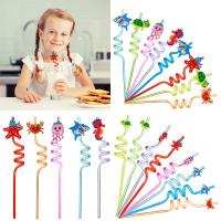 Pajitas de plástico reutilizables para fiesta de cumpleaños, Pajita plegable de 8 piezas, para beber, Animal del océano - details 3