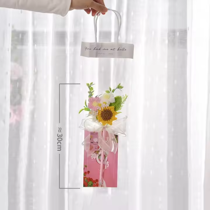 Nuevo ramo de flores de ganchillo de girasol, bolígrafo de flores de punto de tulipán Artificial, bolígrafo de flores artificiales tejido hecho a mano, regalos de graduación - 1