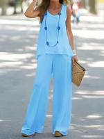Conjunto de 2 piezas para mujer, tops y pantalones estampados, chaleco elegante, pantalones - details 4