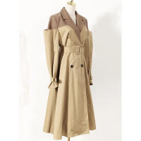 Traje de dos piezas falso con nudo de color contrastante, abrigo trench con cuello, vestido cortavientos con cinturón de corte m - details 2