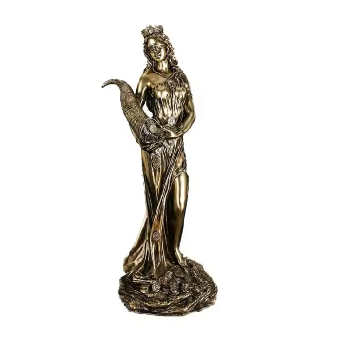 Estatua de diosa de la riqueza tallada a mano, artesanía de resina exquisita, adorno de diosa griega, estatua de la riqueza de la suerte Retro de escritorio - 1