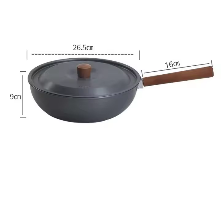 Olla de Picnic portátil de madera maciza de aleación de aluminio para exteriores, sartén para el hogar con mango desmontable - 1