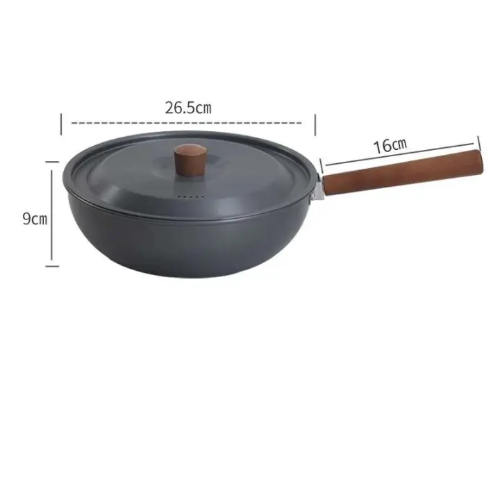 Olla de Picnic portátil de madera maciza de aleación de aluminio para exteriores, sartén para el hogar con mango desmontable - 1