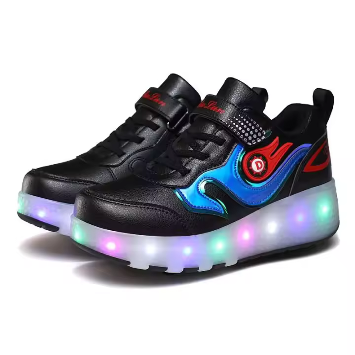 Dos luces LED con carga USB para patines infantiles, zapatos con ruedas flash para niñas y niños con dos ruedas - 1