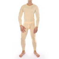 Calzoncillos largos masculinos Ropa interior térmica para hombre Ropa de dormir Ice Silk Lounge Tight Camiseta interior de manga larga Conjunto de pantalones - details 7
