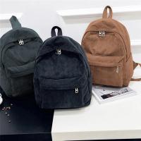 Mochila de Corduroy para Mujer Tendencia en Bolsos de Viaje y Escuela Color Sólido - details 1