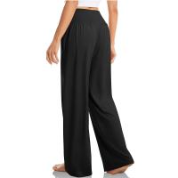 Pantalones De Algodón Y Lino Para Mujer Estilo Casual Cintura Baja De Temporada Todo El Año Pantalones Rectos Caídos De Pierna Ancha Color Sólido De Media Altura - details 13