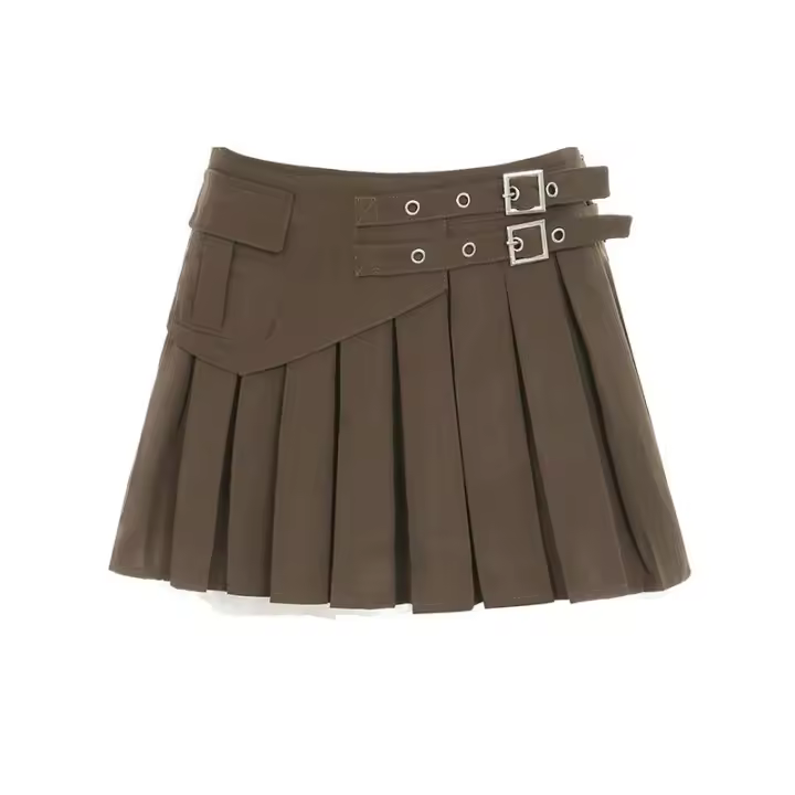 BUNO-Y2K Falda plisada de retazos de encaje para mujer, minifaldas coreanas Harajuku de cintura alta, ropa de calle informal, faldas acampanadas, novedad de 2025 - 1