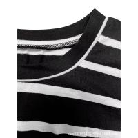 Vestido largo de manga corta con cuello redondo a rayas y cintura elegante con vestidos de encaje utilizados para la fiesta de verano de las mujeres - details 11