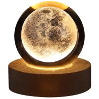 Luz nocturna LED USB, lámpara Galaxy Crystal Ball, lámpara 3D planeta luna, decoración del hogar - details 6