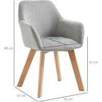 2 Sillas de Comedor Modernas Sillas de Cocina Tapizadas en Terciopelo con Respaldo Reposabrazos y Patas de Madera Carga 120 kg para Salón Dormitorio 54x57x80 cm - details 2