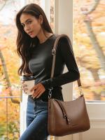 Bolso de Tote de Cuero Sintético Suave Diseño Elegante Minimalista Cinturón Ajustable Desmontable - details 4