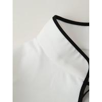 Mini vestido blanco con cordones y cuello levantado para mujer, Vestidos elegantes de manga larga para fiesta, Vestidos clásicos calados para mujer - details 4