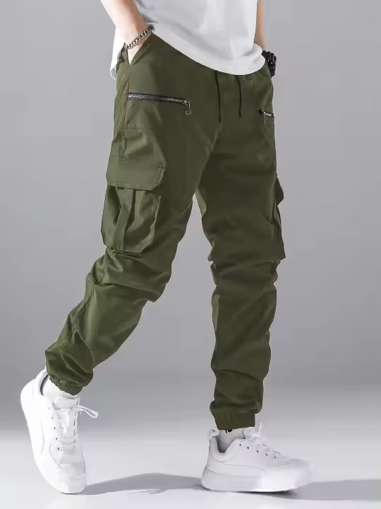 Pantalones de trabajo de moda para hombre con múltiples bolsillos, pantalones casuales deportivos tácticos atados al tobillo, 8630 - 1