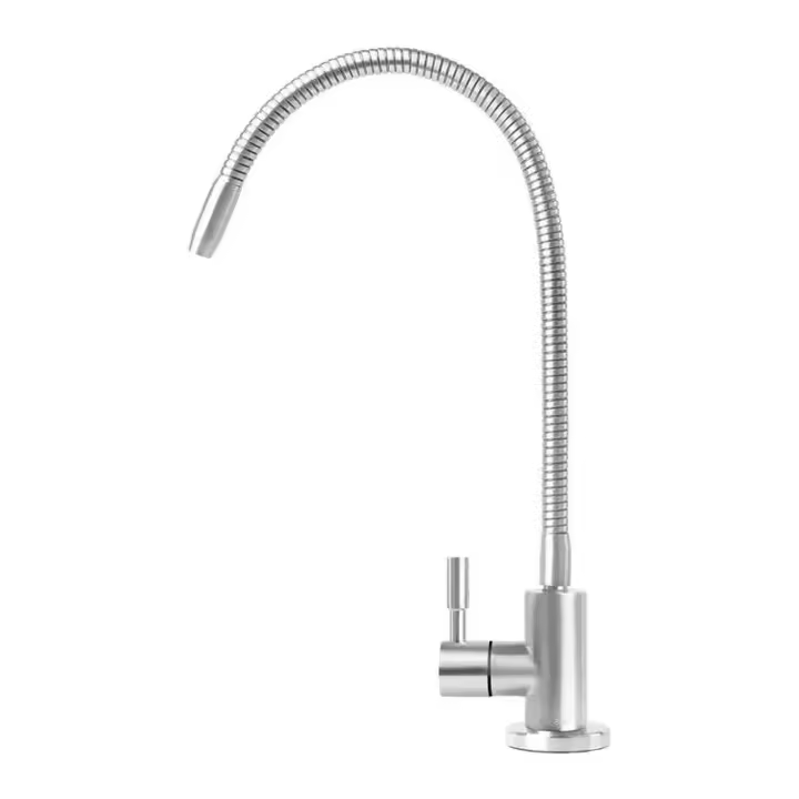 Purificador Universal de Cuello de Ganso Grifo de Cocina de Acero Inoxidable con Filtrado de Agua Potable de Osmosis Inversa Conexión Rápida de 1/4" - 1