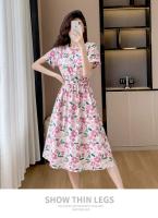 Elegante Vestido de Verano de Largo Medio Manga Corta, Estampado Floral, Vestido Liso Adelgazante - details 17