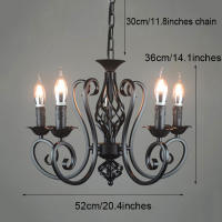 Candelabro Industrial de hierro forjado, 3, 5, 6 luces, candelabro vintage, lámpara colgante retro en blanco y negro, venta al por mayor - details 3