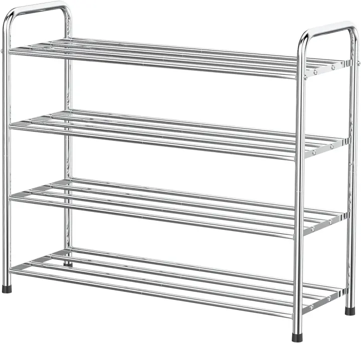 Zapatero de 4 Niveles de Acero Inoxidable Versión Mejorada, Organizador de Zapatos, con Capacidad para 12-16 Pares de Zapatos, para Sala de Estar, guardarropa y Pasillo,68 x 26 x 65 cm - 1