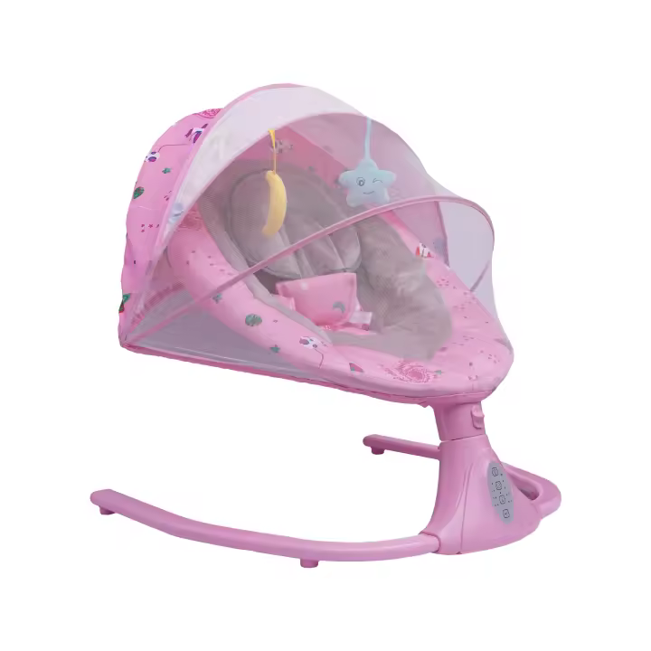 Balancín de bebé con red extraíble para cuna, juguetes, arnés de 3 puntos, música, Bluetooth y USB con 4 Amplitudes de columpio y función de sincronización - 1