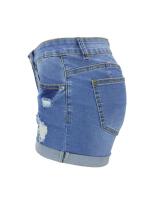 Pantalones cortos de mezclilla de verano para mujer, pantalones cortos ajustados con agujeros rasgados - details 7