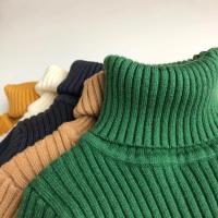 Suéteres de invierno para niños y niñas, jersey corto a cuadros liso, prendas de punto de cuello alto, ropa para niños - details 9