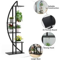 Soporte de 5 Niveles para Plantas Interiores Estante de Exhibición de Metal Curvado con 2 Ganchos - details 4
