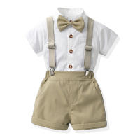 Conjunto de verano para niños, camisa elegante para bebé, monos de estilo coreano para niños, conjunto de traje de caballero de boda con lazo - details 3