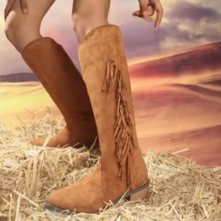 Botas con borlas para mujer, tacones altos BO, moda, otoño - 1