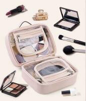 Bolsa de cosméticos transparente de 2 capas, paquete grande impermeable, bolsas de maquillaje transparentes de viaje multifuncionales, bolso de mano - details 0