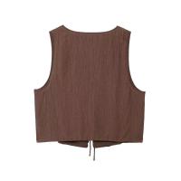 BUNO-traje de falda para mujer, Tops sin mangas con lazo y cuello en V, faldas Midi con cordón, Conjuntos Casuales de alta calle, moda - details 2