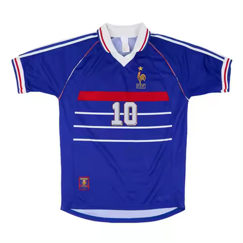 1998 Francia Camiseta de fútbol de la edición final local de Personalizada 10 ZIDANE 12 HENRY Retro Camiseta - 1