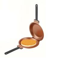 Sartén redonda con tapa para tortillas con mango largo, sartén plegable de doble cara, sartén antiadherente para hacer tortitas, jamón - details 5