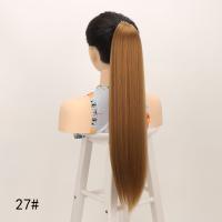 Extensiones de cola de caballo sintéticas esponjosas, suaves con banda elástica, postizo largo Yaki liso, bricolaje, colas de caballo postizas de 24 pulgadas, uso diario - details 14