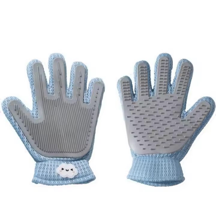 Guantes para quitar el pelo flotante de gatos, malla transpirable, removedor de pelo de silicona suave para perros, cierre elástico en la muñeca, antiarañazos - 1