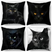 Fundas de Almohada de Gato Negro Lindo 4pcs para Hogar, Vehículo, Dormitorio, Sala de Estar - details 0