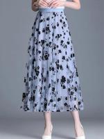 Falda informal elegante que combina con todo para mujer, falda acampanada de oficina de tendencia de verano para mujer, Falda plisada de lunares de malla dulce con cintura alta elástica - details 3