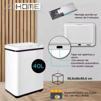 Cubo de Basura Inteligente Sin Patas - Apertura Automática y Contacto Manual - 40L Blanco - details 2