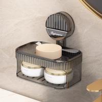 Soporte de esponja para jabón con ventosa sin perforaciones, caja de jabón de drenaje impermeable montada en la pared con caja de drenaje, estante de jabón extraíble para Baño - details 6