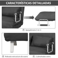 Sofá Cama Plegable Tapizado de Ante Sintético Respaldar Ajustable 5 Niveles 2 Almohadas Acolchadas - details 4