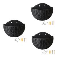 Macetas de pared negras para flores, cerca semicircular, con ganchos de drenaje - details 0