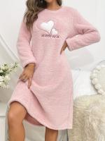 Camisón de manga larga para mujer, vestidos de forro polar, vestido Midi de felpa gruesa, camisa de noche peluda, Jersey, sudadera - details 2