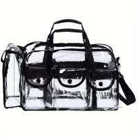 Bolsa organizadora de maquillaje Unisex impermeable, transparente, espaciosa, resistente con correa ajustable y bolsillos externos - details 4
