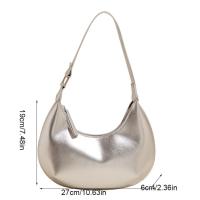 Bandolera de cuero de Pu de Color sólido, bolso Hobo de gran capacidad con forma de luna para mujer, bolso Hobo de estilo coreano para chica - details 0