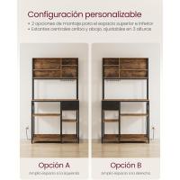 Estantería de Cocina con Multienchufe, Armario de Cocina con Estantes Ajustables, Cajón de Tela, 12 Ganchos, 40 x 100 x 180,4 cm, Estante de Microondas, Marrón Rústico y Negro - details 6