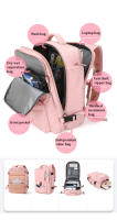 Mochila de viaje para mujer y niña, morral escolar de negocios de 15,6 pulgadas para ordenador portátil con bolsa de zapatos ind - details 6