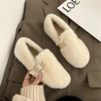 Mocasines planos de piel para mujer, zapatos cortos de felpa, cálidos, de algodón, informales, para caminar, de diseñador, nueva tendencia, Invierno - details 5